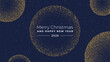 © marruu - Merry Christmas and happy new year 2026 greeting card. Abstract sparkling gold circle design background. Holiday celebration concept.