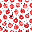 © Ammarit - Christmas seamless pattern. with red christmas ball on white background. Design for textiles, gift wrapping paper, wallpaper. Vector illustration