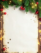© theshooter - Diseño plantilla libre para escribir la carta a reyes Magos y Papá Noel, por navidad con marco de decoracion navideña y luces. Tambien para menu de navidad y fin de año