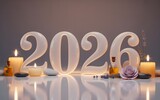 Year 2026 self care spa treatment concept with candles and aromatherapy oils