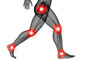 © Shahbaz - Human anatomy illustration showing joints with pain highlighted in red on a walking body figure