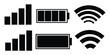 © Hike studio - Mobile interface top bar icon set. iPhone ios notification bar includes: battery, wifi, signal icons