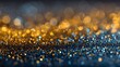 © Jojo* - Sparkling Glitter Background with Golden and Blue Bokeh Lights.