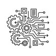 © Rakib - Abstract concept of technology integration with gears and circuit board lines showing data flow and process, isolated on
