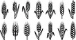 © DesignVectX - Wheat ears vector silhouette set simple black graphic collection farm agriculture design