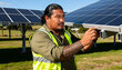 © Anna - Maori solar technician inspecting photovoltaic panels at a solar farm. Professional worker with tribal tattoos in safety vest maintaining renewable energy infrastructure