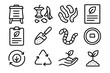 © peppastocker - Composting Icons Collection. Composting & Waste Reduction linear icon set. compost bin, food scraps, vegetable peels, composting guide, soil scoop, green leaf icon, worm compost