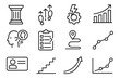© peppastocker - Professional Development Icons. Professional Development Collection linear icon set: capability pillar, guided steps, skill enhancement spark, steady rhythm bar, reflective moment