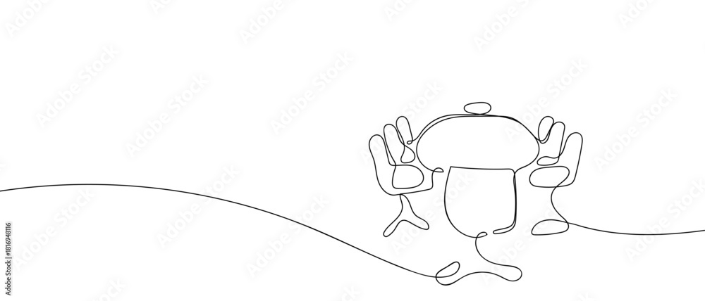 Conference table in one continuous line one line vector illustration ...