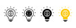© Samantha - Brain in light bulb icon set. Creative, generating idea, solution , knowledge, lamp - stock vector.