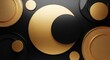© Tida - Abstract Golden Circles on Black - A modern abstract background featuring golden and black circles on a dark background, creating a luxurious and elegant visual