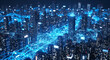 © Ednardo - City of Connectivity: A vibrant cityscape pulses with digital life, illuminated by a web of interconnected data streams that weave through a forest of towering skyscrapers.