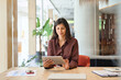 © Stock 4 You - Successful smiling latin hispanic young woman using pad computer for business app. Busy executive CEO businesswoman professional holding digital tablet pc device for work in modern office workplace.