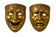 © Krtola  - Golden masks symbolizing the duality of human emotion, showing laughing comedy and crying tragedy, ideal for theatre and drama themes