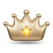 © rita - Golden crown with glowing star emblem on white background 3d render image