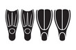 © Sadek - Four black diving fins arranged in a row