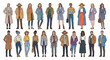 © oyii - Collection of diverse men and women illustrations showcasing modern casual and smart-casual fashion styles for autumn and winter, representing urban trends and everyday elegance