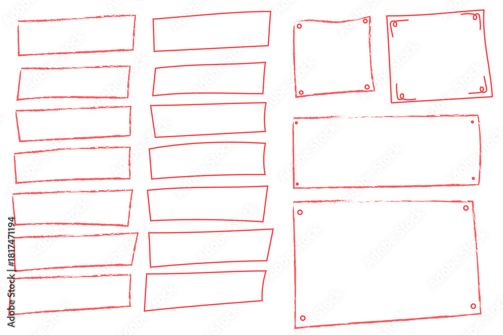 Стоковая иллюстрация «Hand-drawn red rectangular frames and borders ...