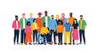 © emiloo - A diverse group of people of various ethnicities, ages, and abilities standing together, representing inclusivity and community.