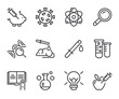 © PrettyVectors - Clinical trials line icons. Set of outline symbols, simple graphic elements, modern linear style black pictograms collection. Vector line icons set