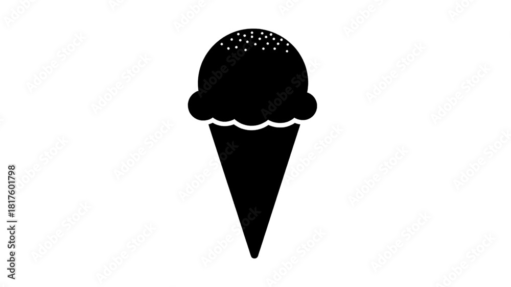 Vector illustration of simple black and white silhouette icon of an ice ...