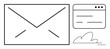 © robu_s - Large envelope shape and minimalistic browser window with text lines beside abstract cloud. Ideal for messaging, communication, email management, workflow, digital services, connectivity, simple flat
