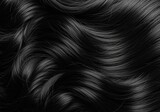 Lush deep black healthy shiny hair texture with elegant flowing waves