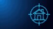 © Eman Suardi - Digital wireframe house inside a target symbol on a blue background