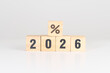 © Jo Panuwat D - 2026 New year with percentage. Interest rate, GDP, stocks market, financial, deflation and Inflation, mortgage, debt, Loan and Economic Recession