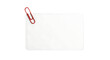 ©  AH Creation - Blank white note paper attached with a red paperclip isolated on transparent background