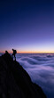 © Video80X - A silhouette of a climber scaling a rocky peak at dusk, ideal for outdoor adventure and exploration themes.