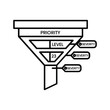 © frelancer - Black and white icon representing a priority funnel with severity level indicator