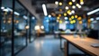 © Nancy - Abstract blurred image of an office interior at night showcasing a blurry working space with a defocused effect. High quality