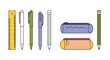 © Munir - School supplies stationery pen pencil ruler case vector graphic