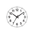© pixscale0 - Minimalist black-and-white analog clock icon with clean Arabic numerals, precise minute ticks, and modern flat vector design for apps and infographics