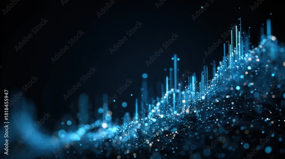 Dark blue background with a line of lights in ai multi-asset growth ...