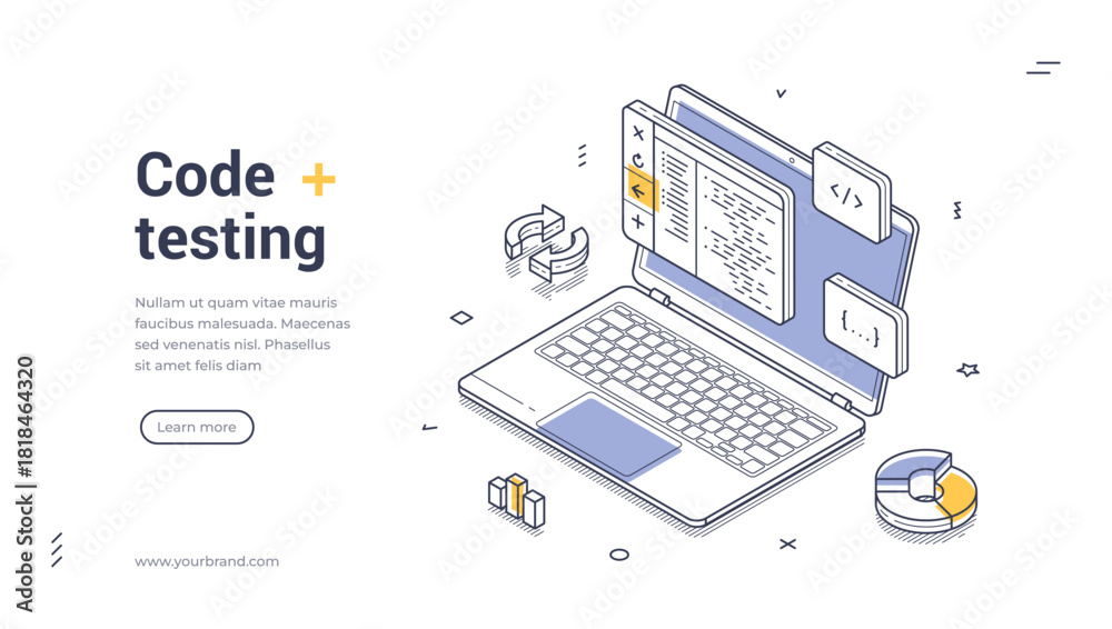 Code testing and software development programming concept with laptop ...