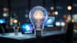 © Furkan - Artificial Intelligence Innovation Concept with Digital Brain Inside Light Bulb for Technology, Research And Creative Industries, Integration of Technology with Business.