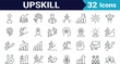 © Tagor-Graphics - Web icon set in line style. This personal growth linear icon collection includes upskilling, development, education, career, progress, strategy, skill objectives and more. Changeable stroke