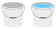 © PixMarket - Empty grey bucket and bucket with water