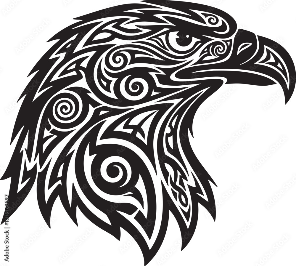 Intricate Tribal Eagle Head Design A Symbol of Strength, Freedom, and ...