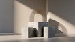 © Ilmi - Modern Concrete Pedestal Mockup with Matte Finish and Artistic Element in Minimal Interior Space
