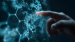 © Warakorn - A person reaching into a holographic interface showing protein structures digital research atmosphere