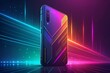 © Event Poster Design - Futuristic smartphone illuminated by neon cyberpunk lights