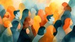 © Jojo* - Diverse Crowd of People in Warm Watercolor Tones.