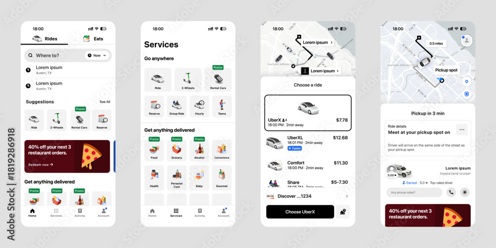 Uber Driver app UI screen design update 2026 shown on light mode ...
