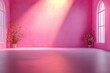 © Darren - A 3D rendering of a pink studio with a gradient of light and a blank space background- designed for product display with presentation backdrops