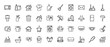 © PixeloAI - Household cleaning line icon set. Vector pictograms of house, washing machine, broom, spray, vacuum, dishes, iron, mop, gloves, mask, bathtub, and refrigerator, thin linear illustration.