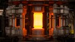 © Jojo* - Molten Metal Glows Bright Orange in Industrial Forging Press.