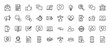 © PixeloAI - User experience and feedback line icon set. Vector pictograms of thumbs, messages, stars, user profiles, communication bubbles, and checklists, thin linear illustration.